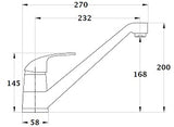 Grifo de cocina caño bajo fundido FANGO inox cepillado dimensiones