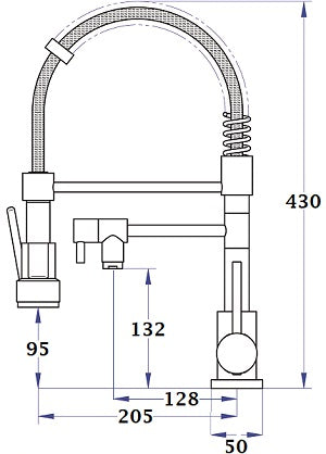 Grifo cocina Chef OASIS cromado dimensiones