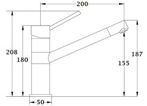 Grifo de cocina caño bajo LERIDANE dimensiones