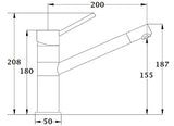 Grifo de cocina caño bajo LERIDANE dimensiones