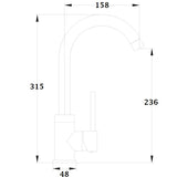 Grifo mezclador alto CORDOBA dimensiones