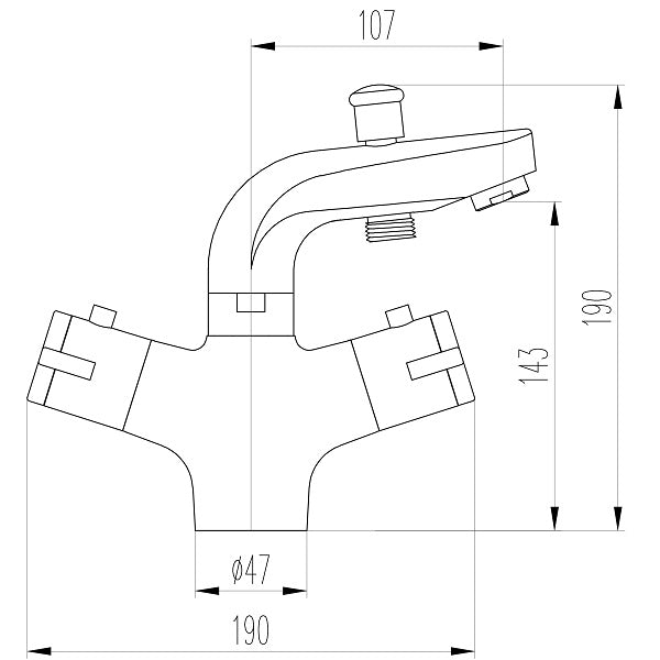 Grifo mezclador termostatico CALI dimensiones