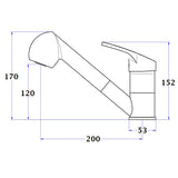 Grifo de cocina caño extraíble POLA dimensiones