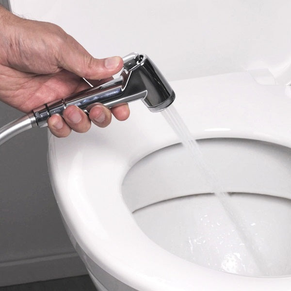 Kit de higiene para WC con ducha de latón + Válvula de 3 vías + Flexible