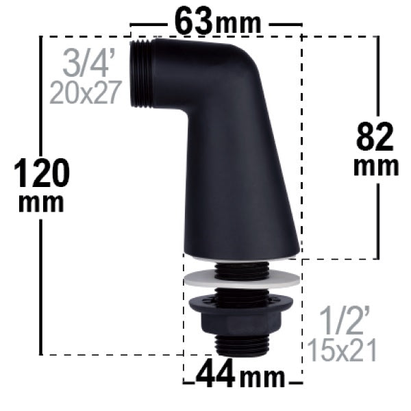 2 Racores Columna negros de Bañera dimensiones