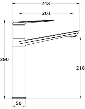 Grifo mezclador monomando cocina TICHA dimensiones