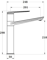 Grifo mezclador monomando cocina TICHA dimensiones