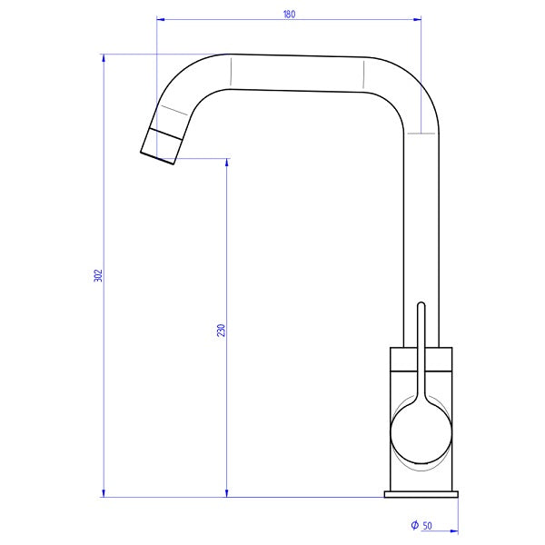 Grifo de cocina caño alto con ahorro de agua y de energía COLORADO acabado cromado y negro dimensiones