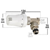 Válvula termostática para radiador de calefacción dimensiones